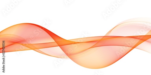 Abstract smooth color wave . Curve flow orange motion illustration