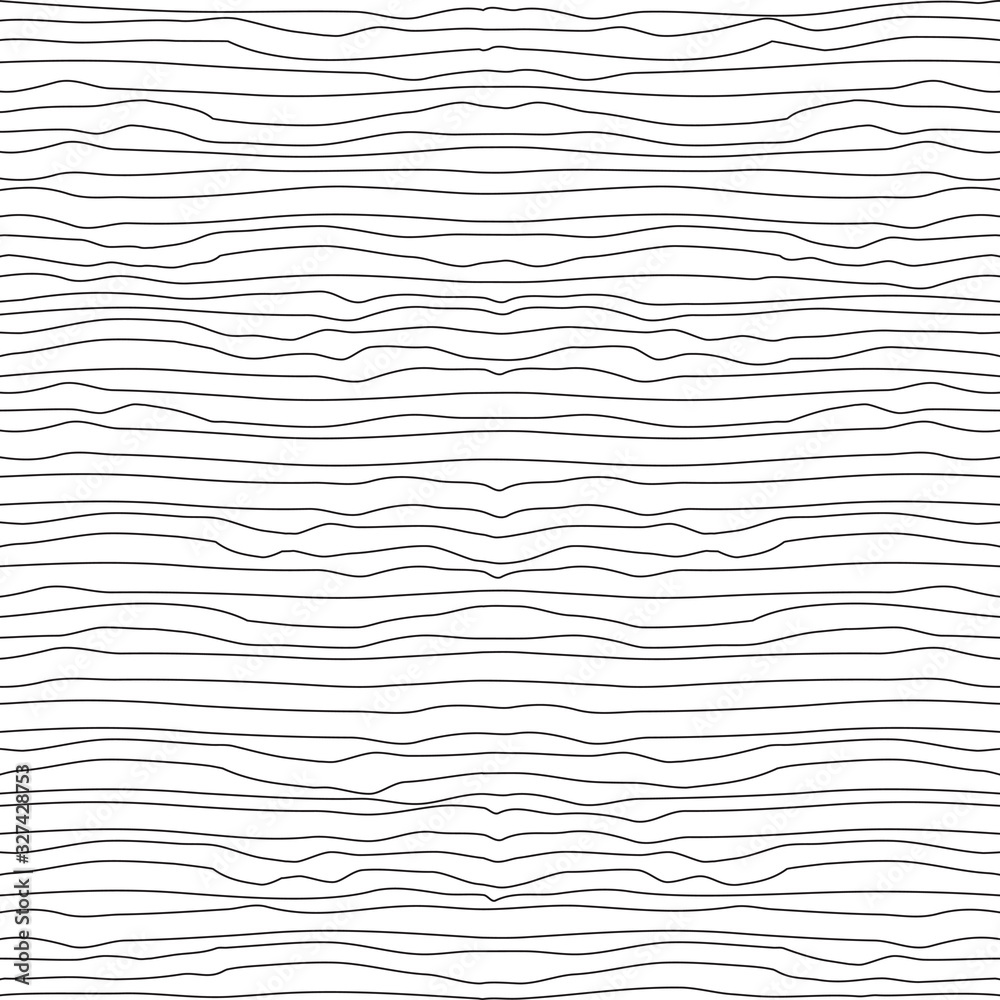 Horizontal wavy thin uneven lines seamless pattern. Abstract wrapping ...