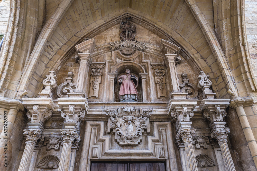 Details of Roman Catholic Church of Saint Vincent in San Sebastian, Basque County of Spain