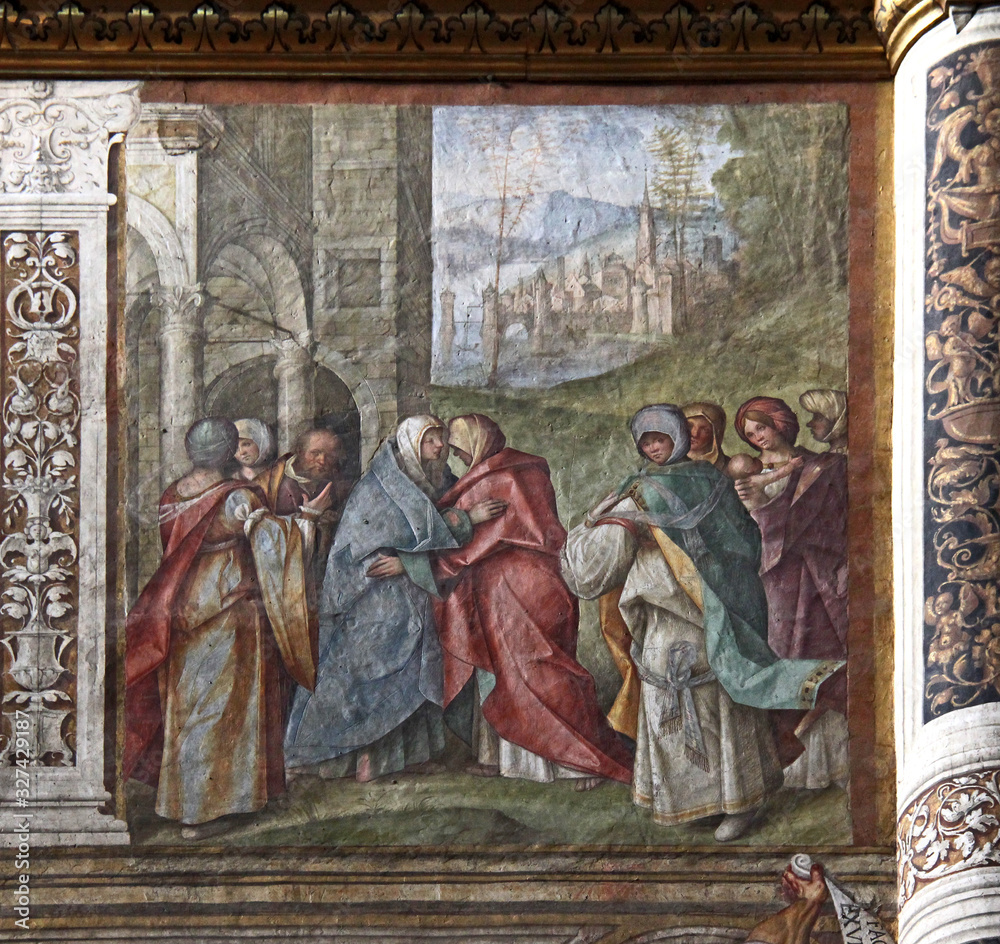 la visitazione; affresco nella navata del Duomo di Cremona