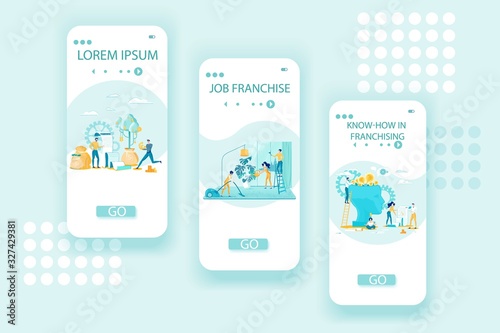 Franchise Onboarding Mobile App Pages Flat Set