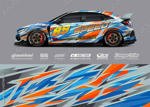 Car decal design vector. Graphic abstract stripe racing background designs for vehicle  race  rally  adventure and car racing livery.
