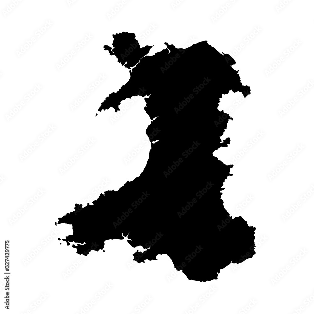 Wales vector map shape - obrazy, fototapety, plakaty 