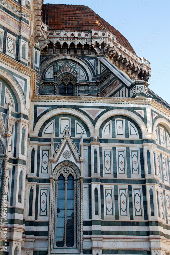 Detail of the facade of the Cathedral of Florence, Italy Detail of the facade of the Cathedral of Florence, Italy