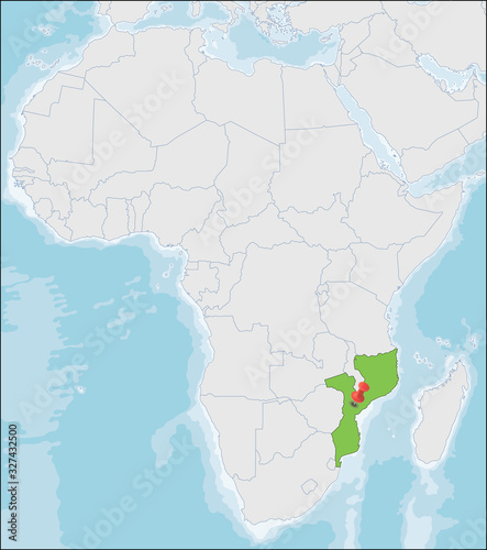 Republic of Mozambique location on Africa map