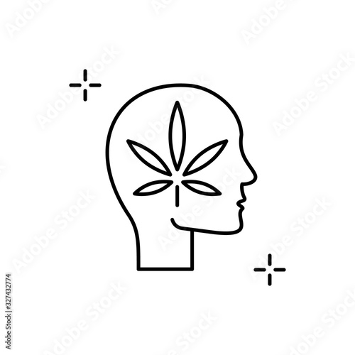 Brain, marijuana, addictions icon. Simple line, outline vector elements of addictive human for ui and ux, website or mobile application