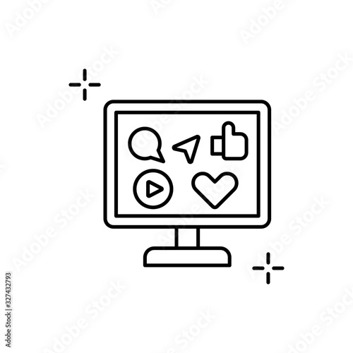 Social media, monitor, addictions icon. Simple line, outline vector elements of addictive human for ui and ux, website or mobile application