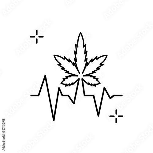 Cardiogram, marijuana, addictions icon. Simple line, outline vector elements of addictive human for ui and ux, website or mobile application