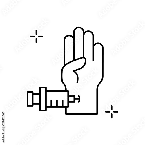 Hand, injection, addictions icon. Simple line, outline vector elements of addictive human for ui and ux, website or mobile application