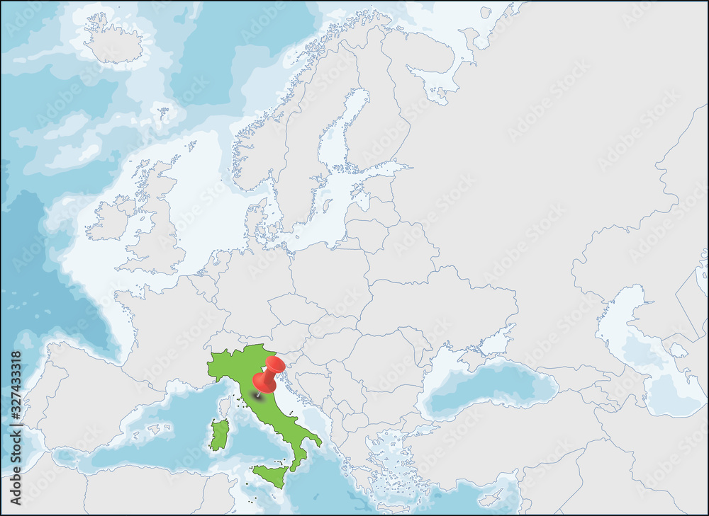 Fototapeta premium The Italian Republic location on Europe map