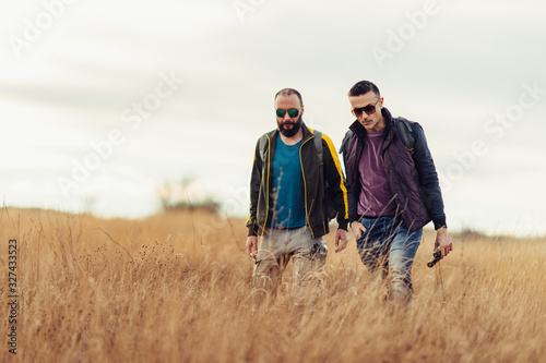 Two friends on a country walk