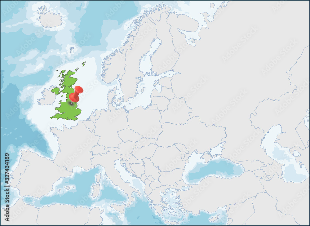 Fototapeta premium United Kingdom location on Europe map, vector illustration