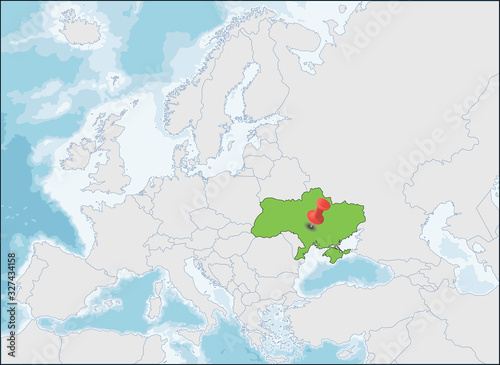 Ukraine location on Eastern Europe map, vector illustration
