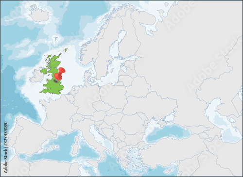 United Kingdom location on Europe map, vector illustration