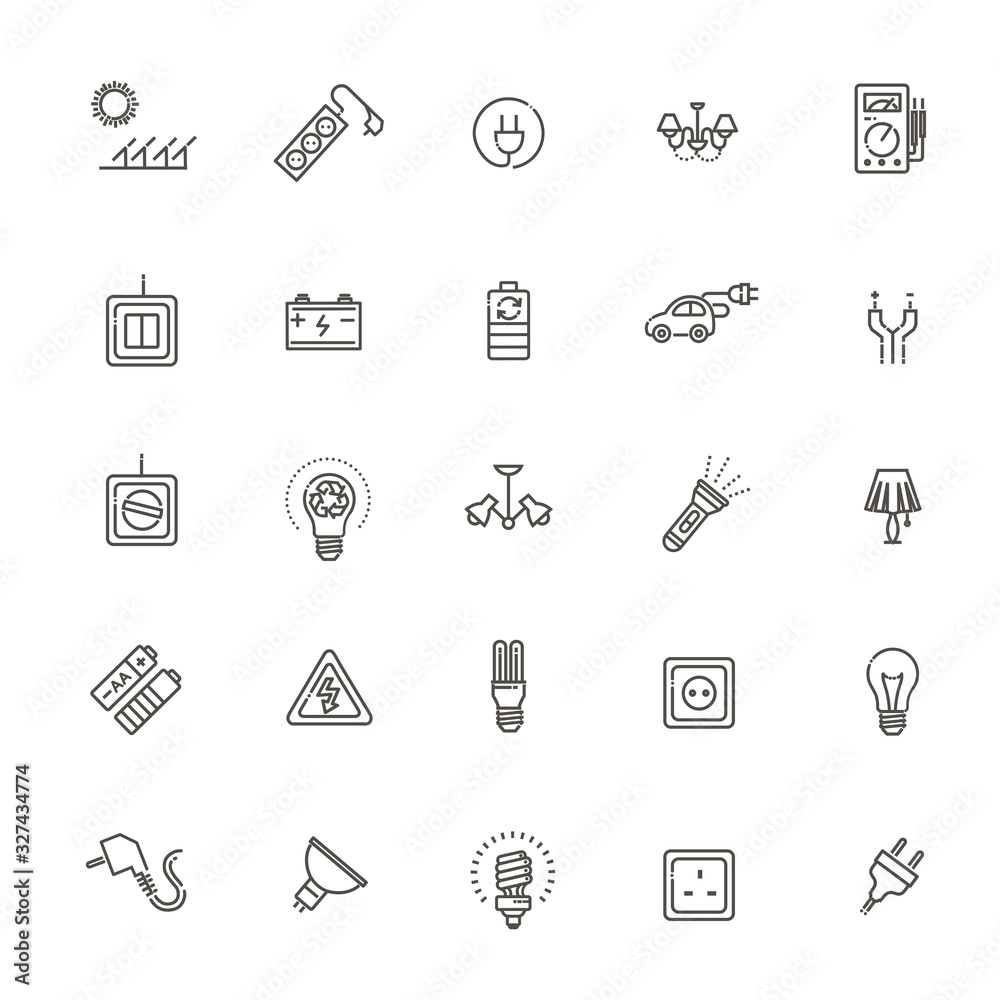 Electricity, power and energy. Vector icons Electricity, power and energy. Vector icons