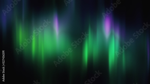 Realistic Aurora Borealis or Northern lights. Bright and beautiful green and purple polar light curtains on black background. 3D illustration overlay with alpha channel matte for compositing