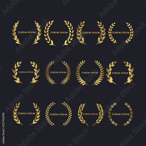 Award icon with text in a laurel wreath vector illustration.