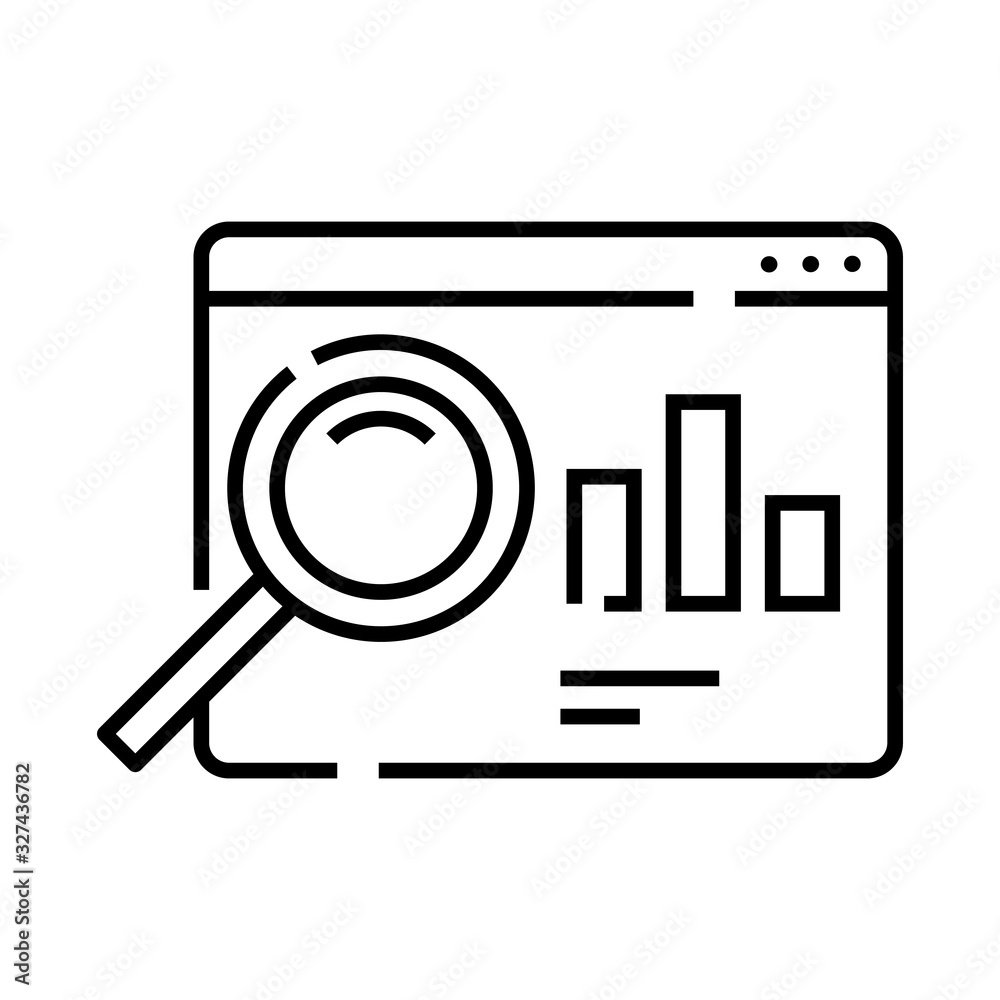 Market research line icon, concept sign, outline vector illustration, linear symbol. Market research line icon, concept sign, outline vector illustration, linear symbol.