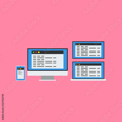 Test Coding Program Different Device Icon, Illustration, Vector