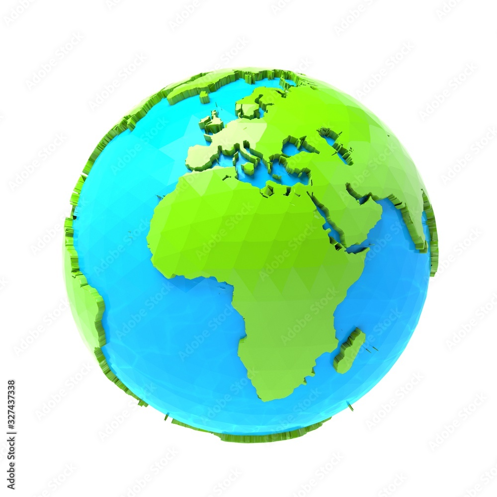 globe terrestre géométrique sur fond blanc