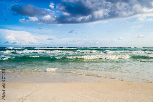 Graceful waves flowing onto the shore