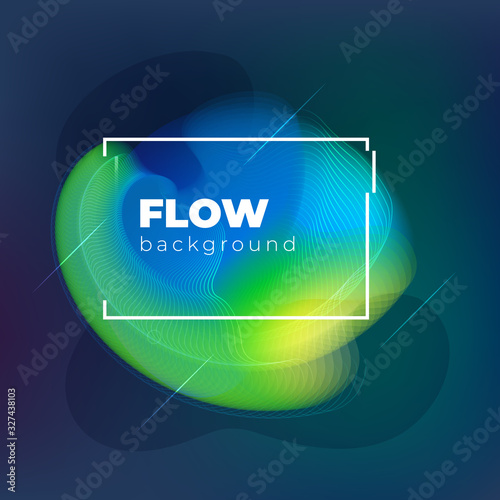 Liquid Abstract Vector Shape for Background Design. Fluid Dynamic Graphic Element for Modern Banner, Poster, Flyer or Presentation Template with Line Pattern. Color Flow Frame illustration.