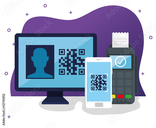 code qr with devices electronics vector illustration design