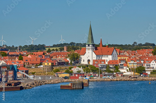 Beautiful and colorful houses in the town of Ronne, Bornholm island, Denmark.
