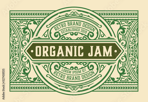 Vintage Organic Jam Label with Floral Elements