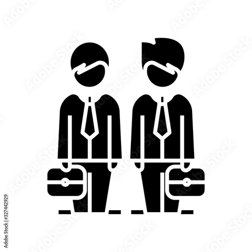 Collegues black icon, concept illustration, vector flat symbol, glyph sign.