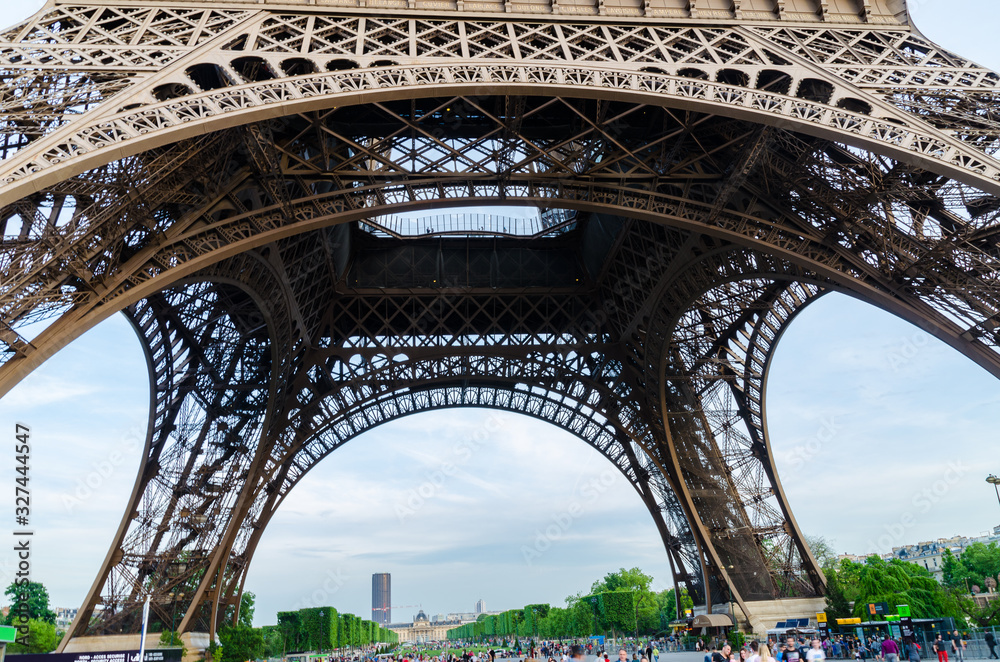 Amazing architecture frame of Eiffel Tower in Paris France