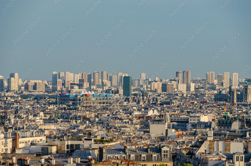Beautiful view of Paris skyline from the Montmartre in Paris France