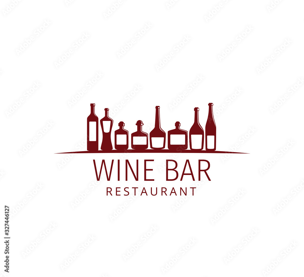 assorted wine bottle vector logo design for winery restaurant and shop