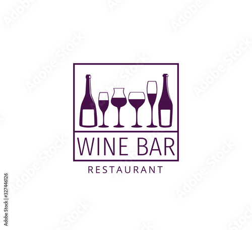 assorted glass and bottle wine vector logo design for winery restaurant and shop