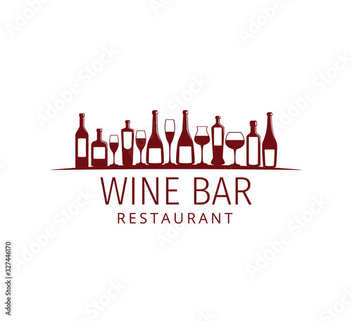 assorted glass and bottle wine vector logo design for winery restaurant and shop