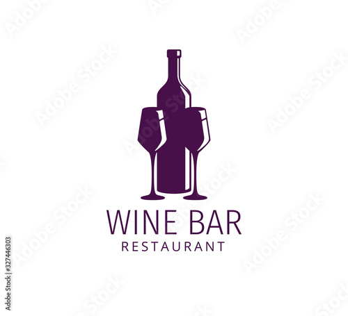 assorted glass and bottle wine vector logo design for winery restaurant and shop