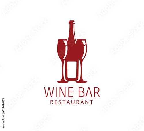 assorted glass and bottle wine vector logo design for winery restaurant and shop