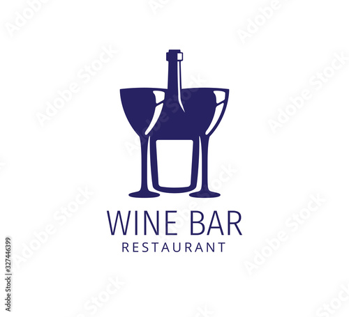 assorted glass and bottle wine vector logo design for winery restaurant and shop