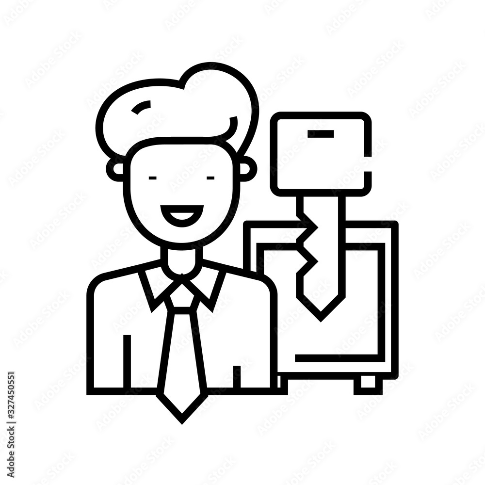 Safe access line icon, concept sign, outline vector illustration, linear symbol. Safe access line icon, concept sign, outline vector illustration, linear symbol.