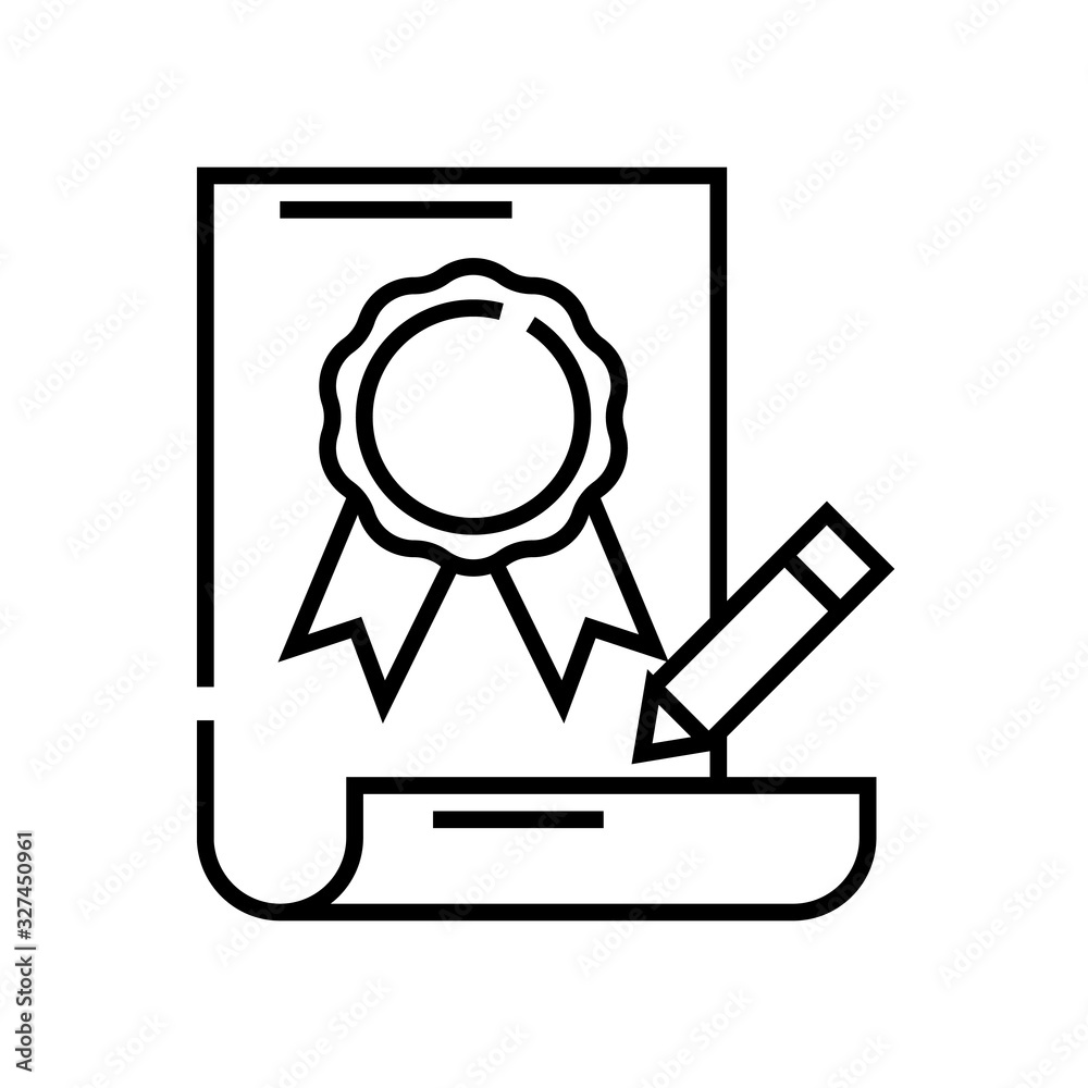 Quality mark line icon, concept sign, outline vector illustration, linear symbol. Quality mark line icon, concept sign, outline vector illustration, linear symbol.