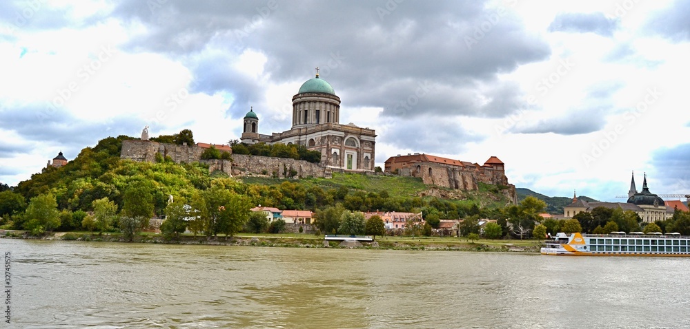 Esztergom Basilica and Esztergom Castle in Esztergom Hungary