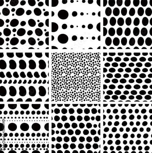 Hand-painted Aligned polka dot pattern variation set