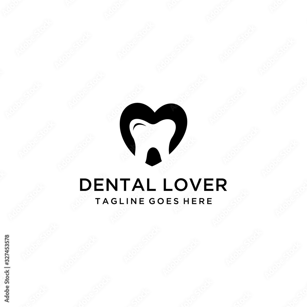 Illustration of heart sign with abstract tooth mark inside.