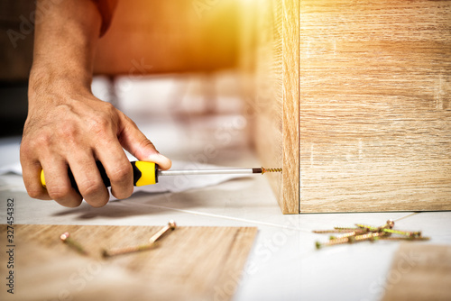 Assembling new furniture photo