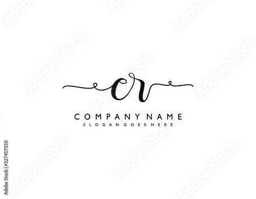 CR initial letter elegant handwriting logo collection