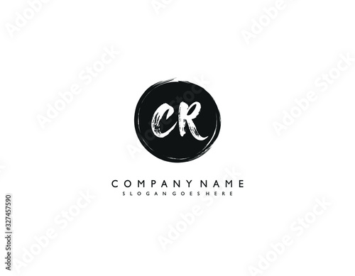 CR initial letter elegant handwriting logo collection