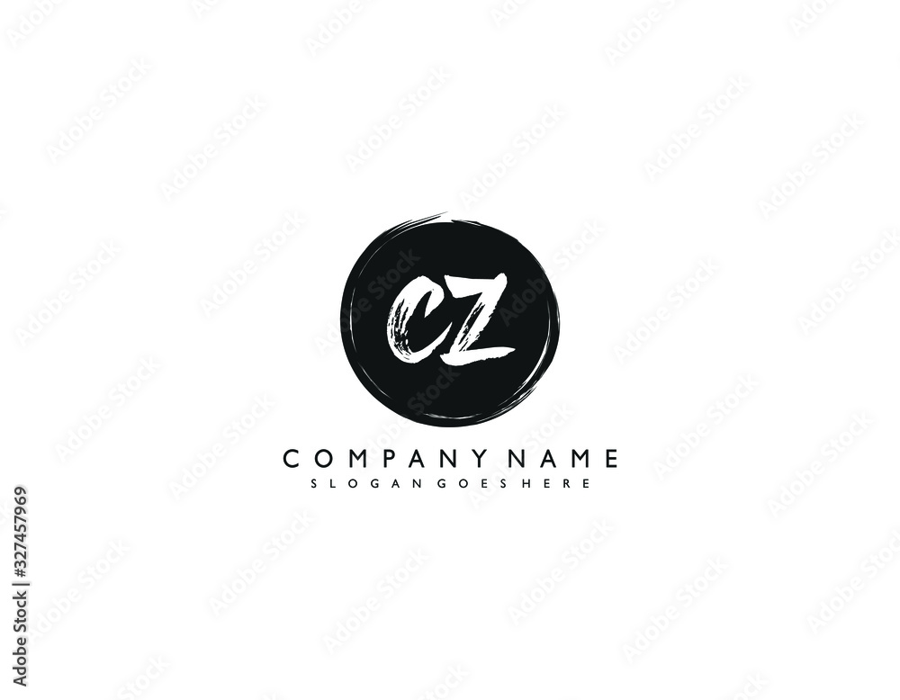 CZ initial letter elegant handwriting logo collection - obrazy, fototapety, plakaty 