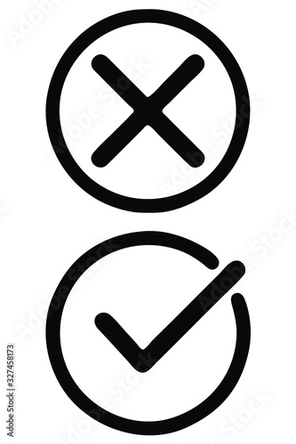 black tick and cross icon