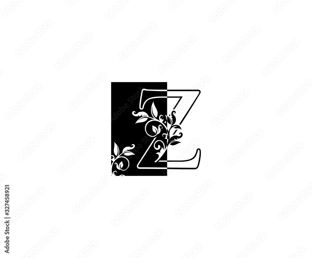 Initial Z letter with leaves Line And Square Shape logo Icon. Initial Z letter with leaves Line And Square Shape logo Icon.