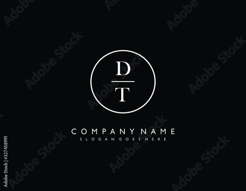 DT initial letter elegant handwriting logo collection